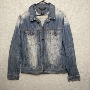 Y2K Rocawear Denim Trucker Jean jacket Grunge Faded Hip Hop Men 44  XL